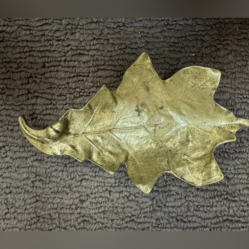 Vintage Brass Leaf Footed Ashtray Style Dish